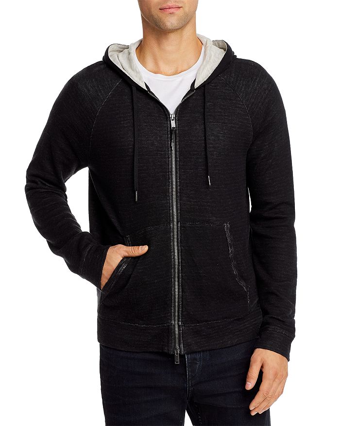 John Varvatos Star Usa Double-layer Zip Hoodie In Black