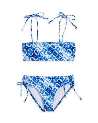 Splendid Girls Bandeau Bra with Straps and Cutout Bikini Bottom Swimsuit Set