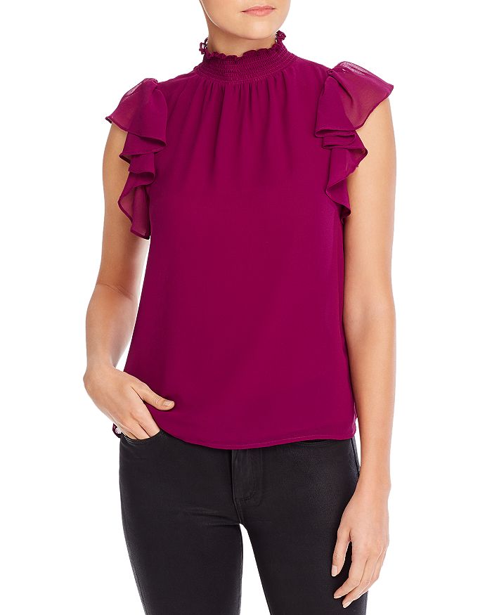 1.state Smocked Flutter-sleeve Top In Crushed Berry