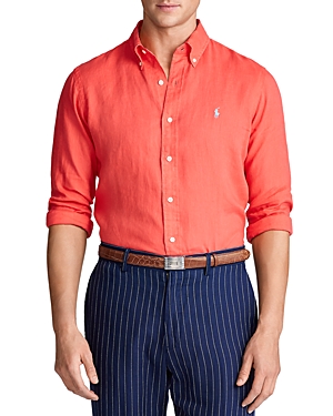 Polo Ralph Lauren Classic Fit Linen Shirt In Racing Red