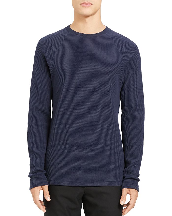 Theory River Waffle Knit Organic Cotton Sweater In Eclipse