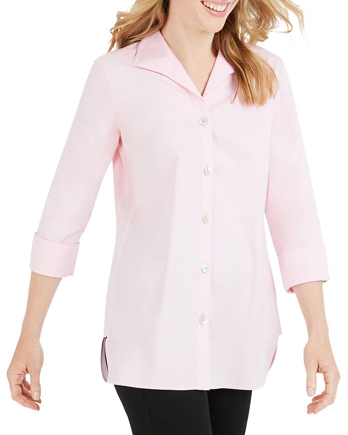 Foxcroft Pandora Non-iron Cotton Shirt In Chambray Pink