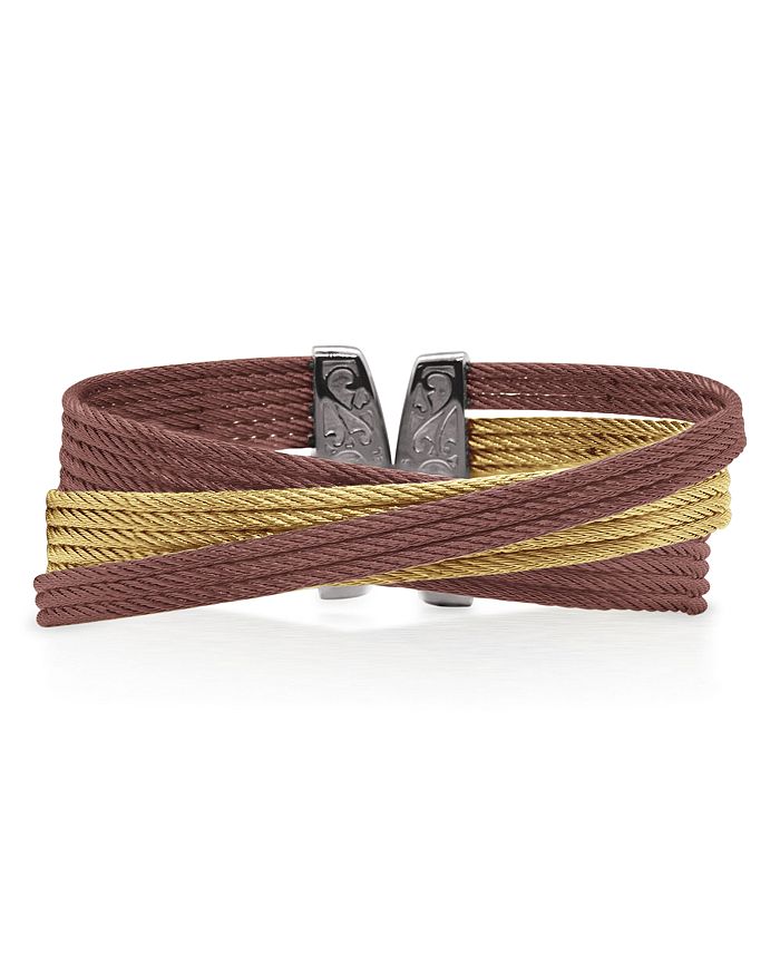 Alor Two-tone Multi Cable Cuff Bracelet In Red/gold