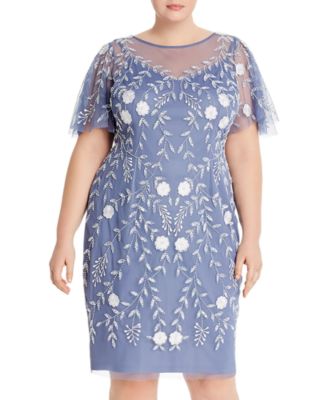 adrianna papell floral embroidered dress