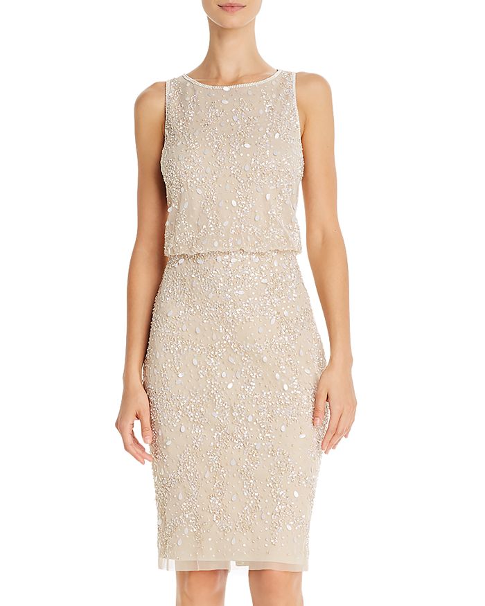 Adrianna Papell Embellished Cocktail Dress - 100% Exclusive In Biscotti