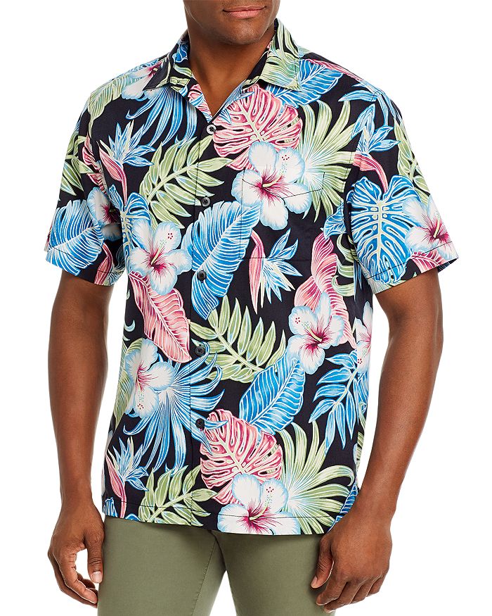 Tommy Bahama Konkan Jungle Silk Regular Fit Short-sleeve Shirt In Black ...