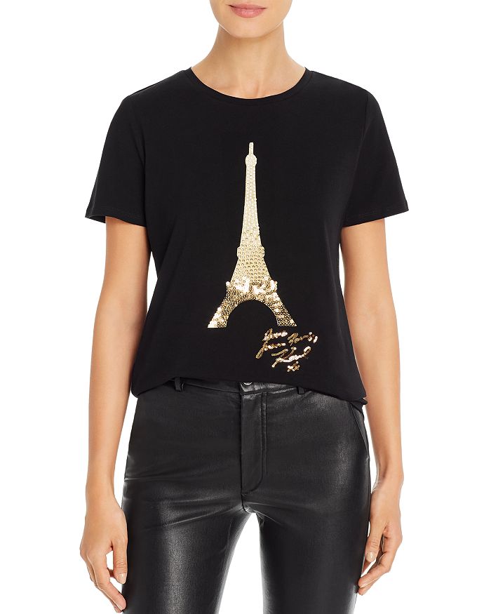 KARL LAGERFELD EIFFEL TOWER SEQUIN TEE,L9WH0015