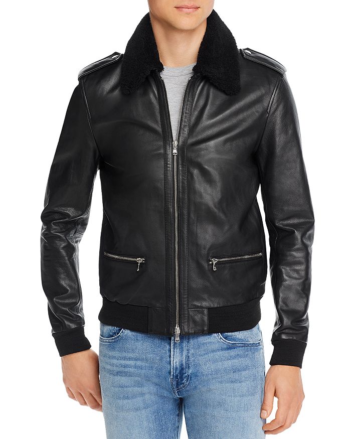 7 For All Mankind Pebbled-Leather Slim Fit Jacket | Bloomingdale's