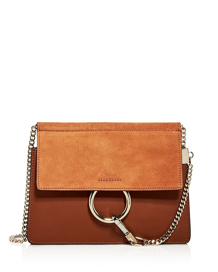 Chloé Faye Small Leather & Suede Crossbody In Classic Tobacco