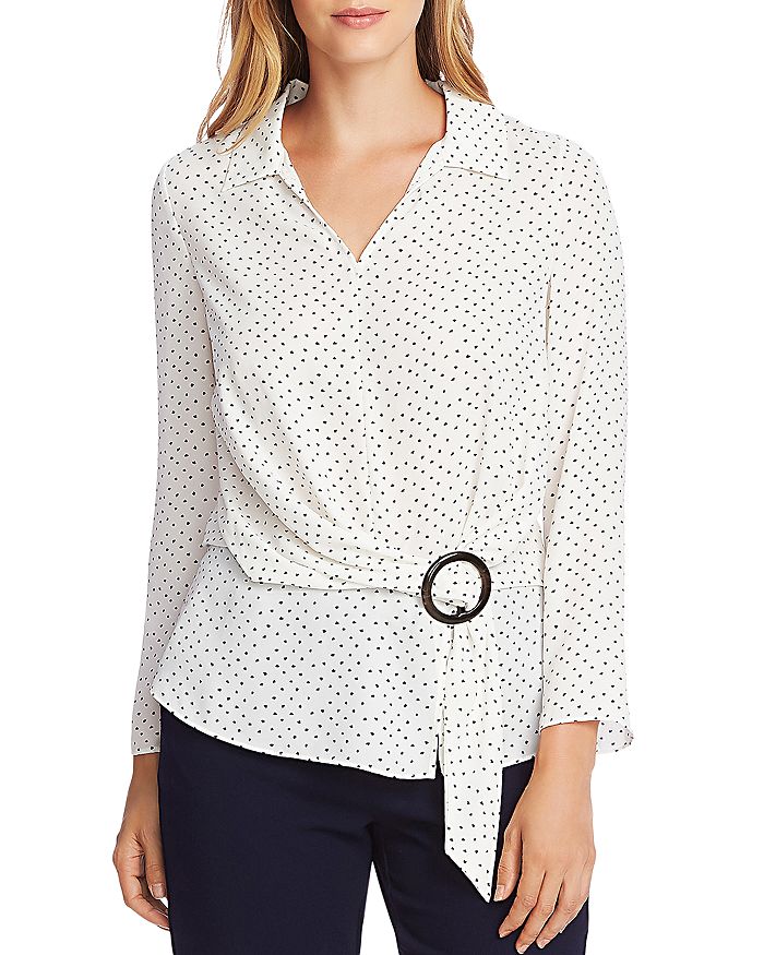 VINCE CAMUTO PRINTED TWIST-FRONT TOP,9169129