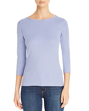 Three Dots Three-quarter-sleeve Cotton Tee In Opal