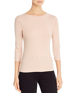 Three Dots Three-quarter-sleeve Cotton Tee In Blush