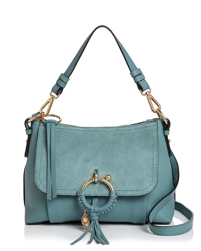 See By Chloé See By Chloe Joan Small Leather & Suede Shoulder Bag In Mineral Blue