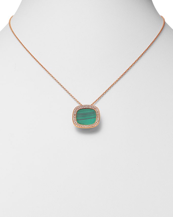 Shop Roberto Coin 18k Rose Gold Carnaby Street Diamond & Malachite Pendant Necklace, 16 In Green/gold
