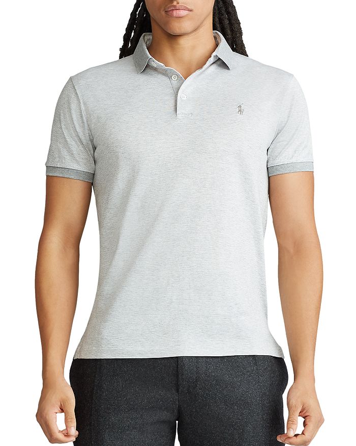 Polo Ralph Lauren Custom Slim Fit Jersey Polo Shirt In Andover Heather / White