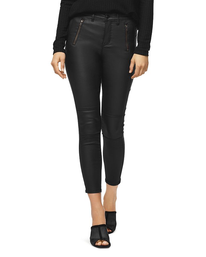 Sanctuary Social Standard High Waist Coated Ankle Skinny Jeans In Coated Black