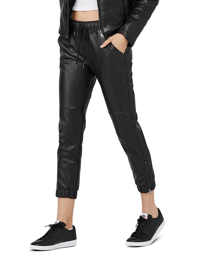 David Lerner Blake Faux Leather Jogger Pants In Black | ModeSens