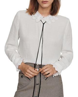 Maje Cassidi Lace-Collar Crepe Shirt | Bloomingdale's Women