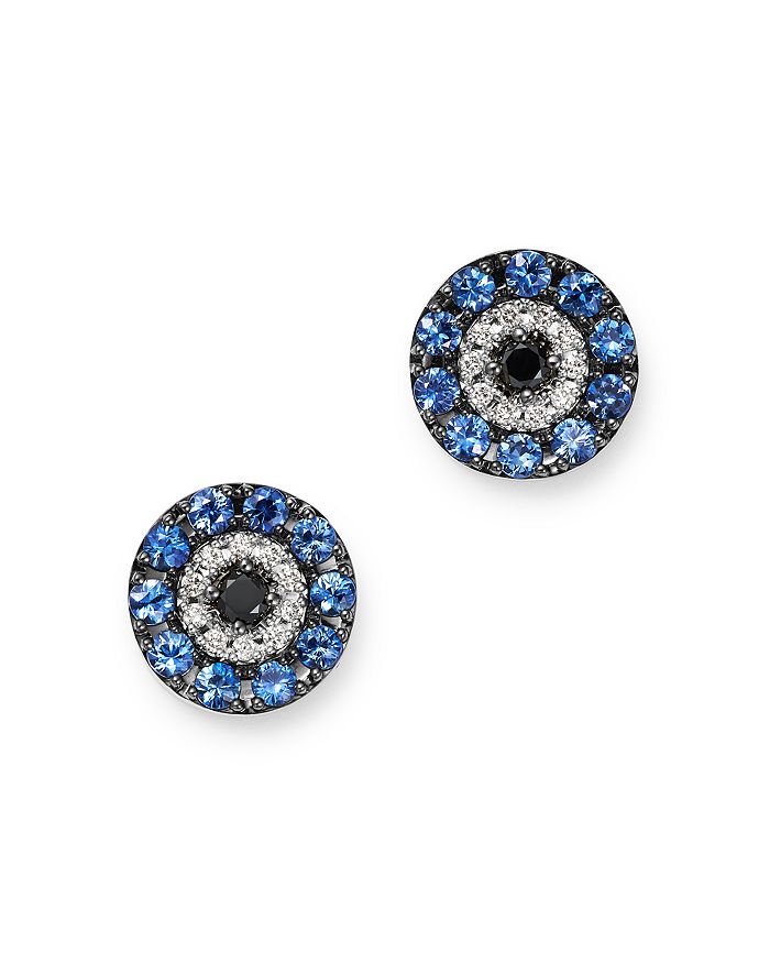 Bloomingdale's Diamond & Sapphire Evil Eye Earrings In 14k White Gold - 100% Exclusive In Multi/white