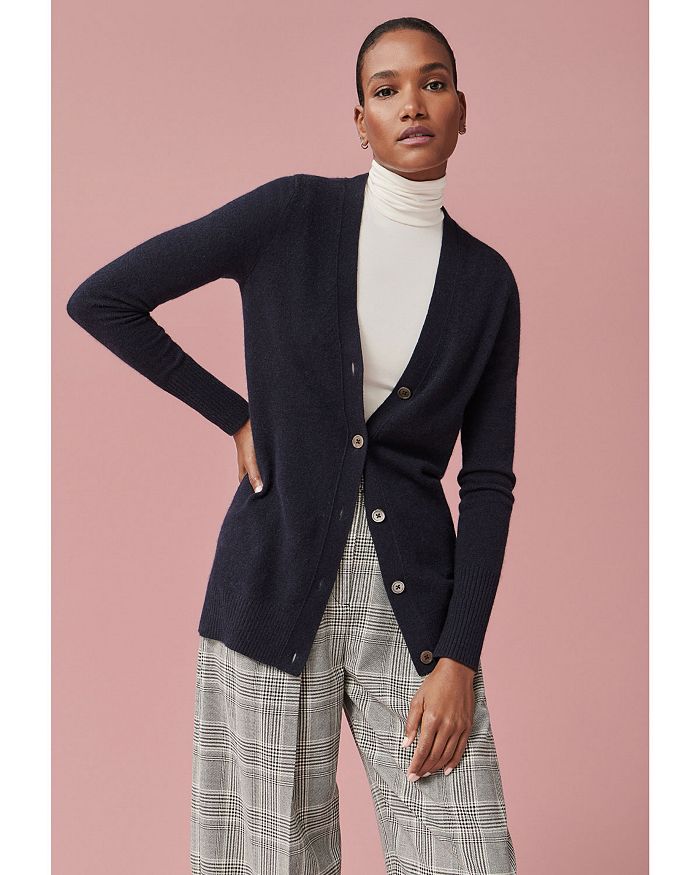 Shop C By Bloomingdale's Cashmere Grandfather Cardigan - 100% Exclusive In Navy