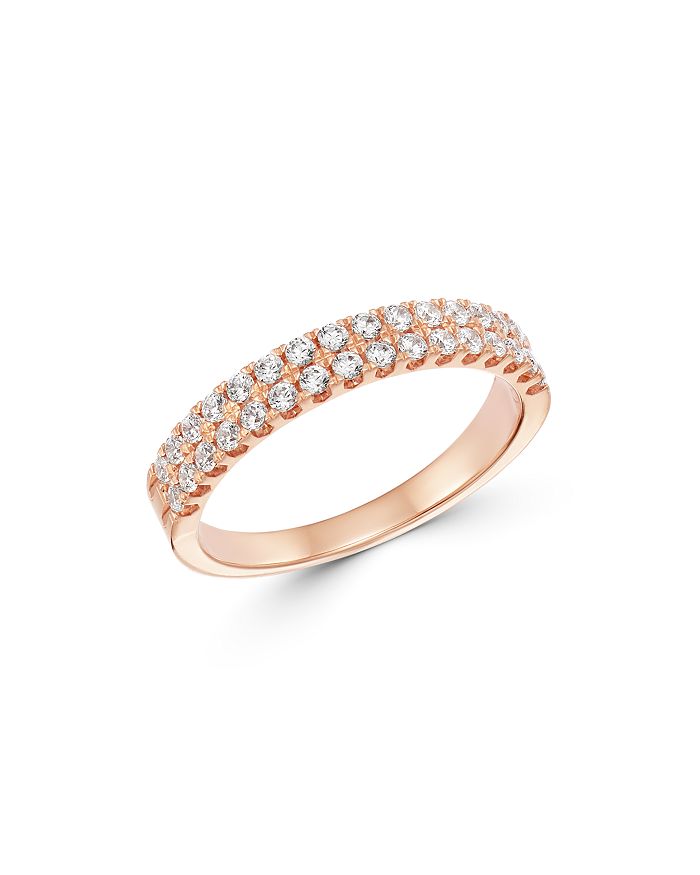Bloomingdale's Diamond Double Row Band In 14k Rose Gold, 0.50 Ct. T.w. - 100% Exclusive In White/rose Gold