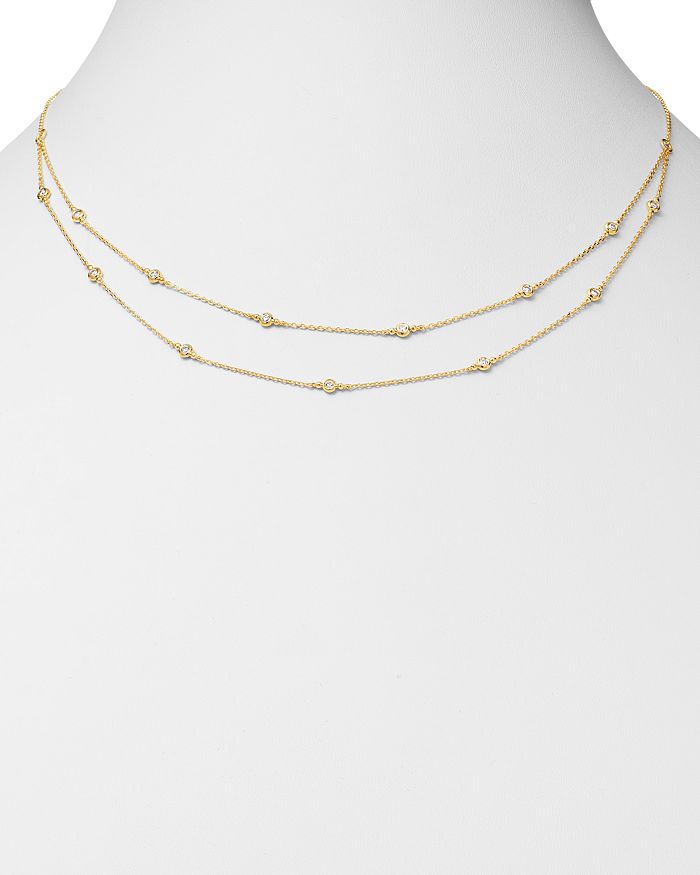 Shop Bloomingdale's Diamond Double Strand Station Necklace In 14k Yellow Gold, 0.29 Ct. T.w. - 100% Exclusive In White/gold