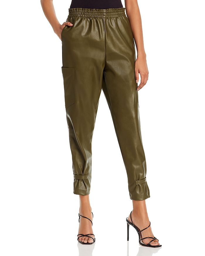 Lucy Paris Faux Leather Cargo Pants - 100% Exclusive In Olive