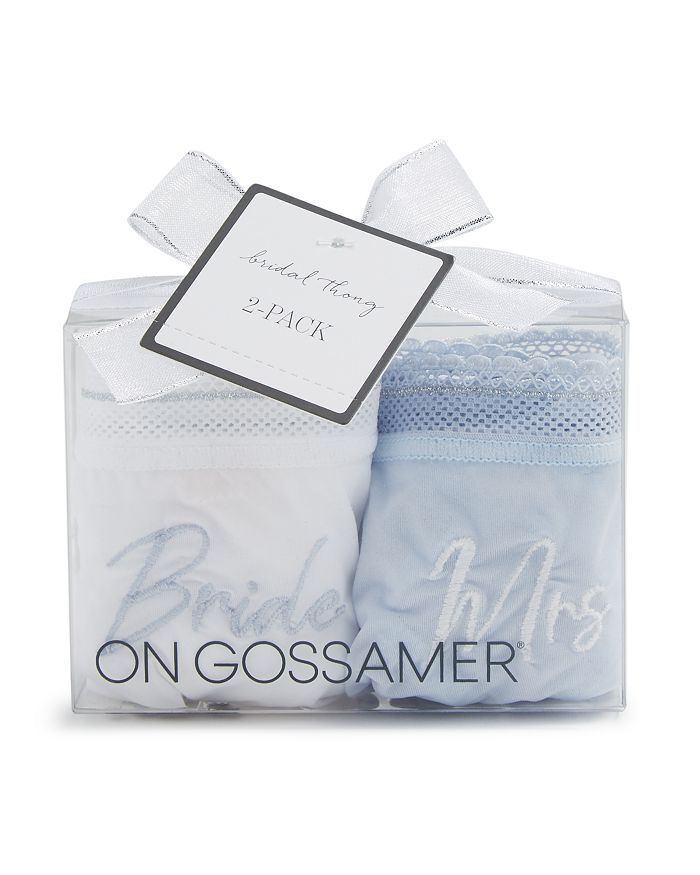 On Gossamer Bridal Thongs, Set Of 2 In White/soft Blue