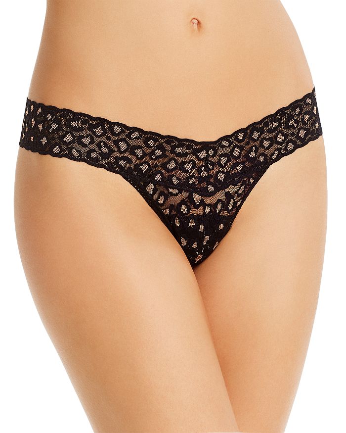 Hanky Panky Xdye Low Rise Leopard Print Thong In Black/praline