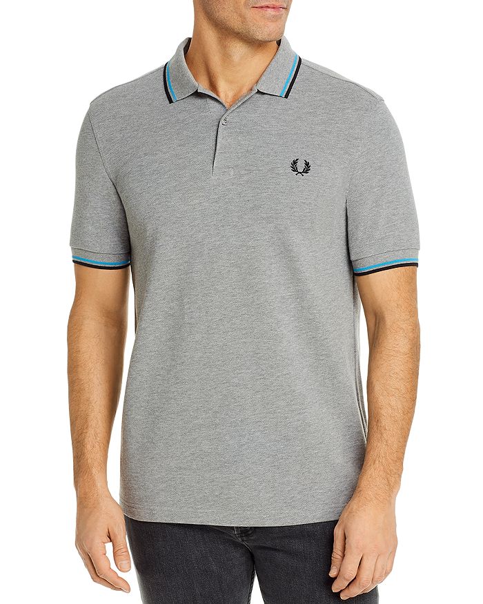 Fred Perry Twin Tipped Slim Fit Polo In Steel / Blue