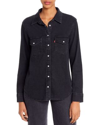 levis black denim shirt womens