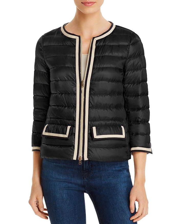 Herno Two-tone Trimmed Down Jacket In Black