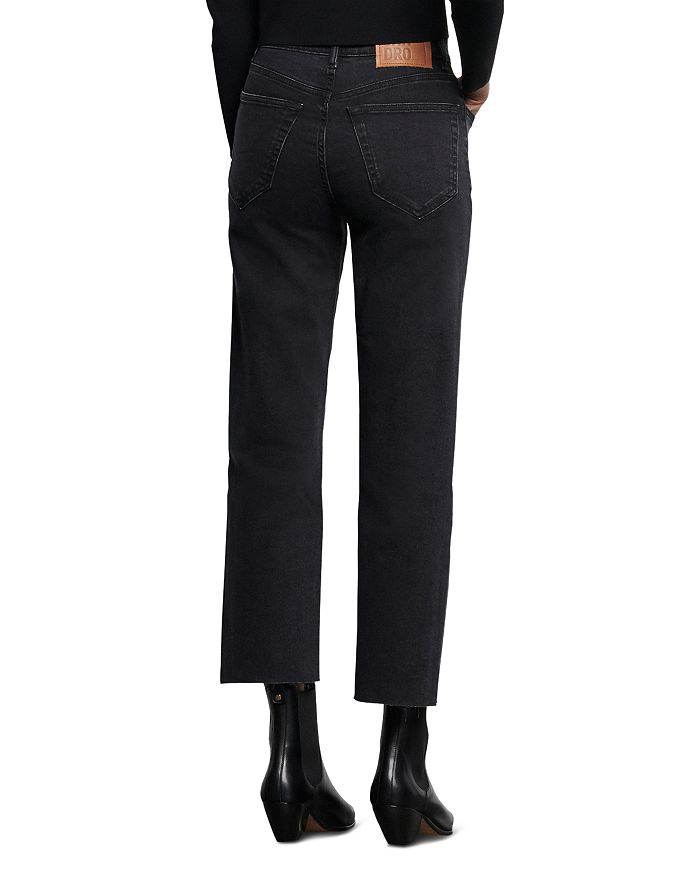 Shop Sandro Jayn High-rise Straight Ankle Jeans In Black
