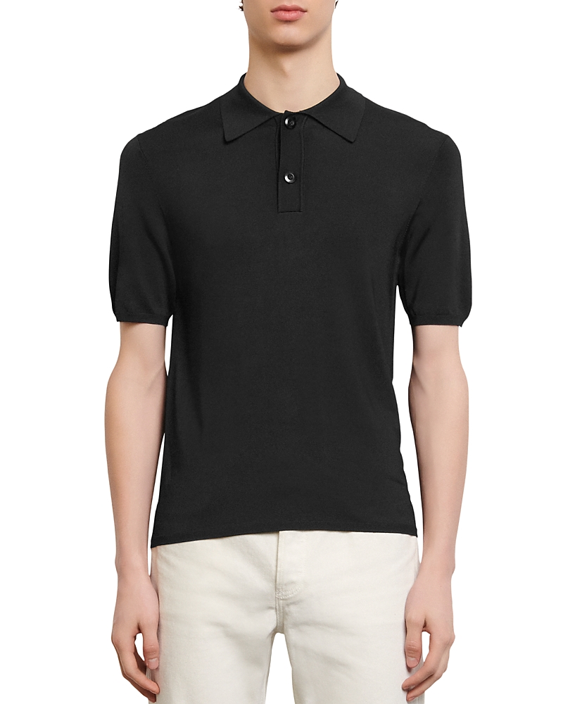 Sandro Pablo Knit Polo Shirt In Black