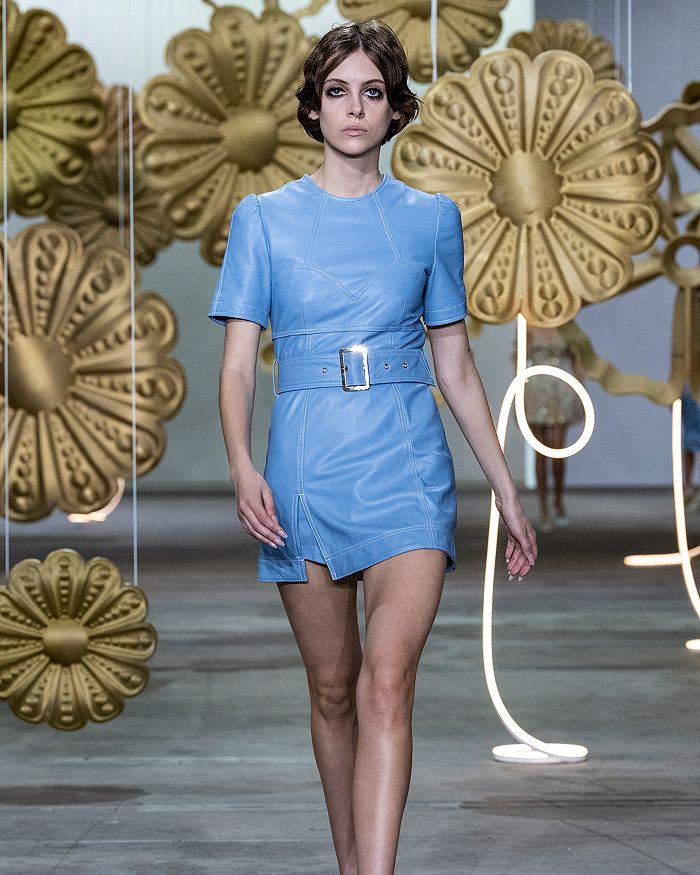 Alice Mccall Incantations Belted Leather Mini Dress In Mist
