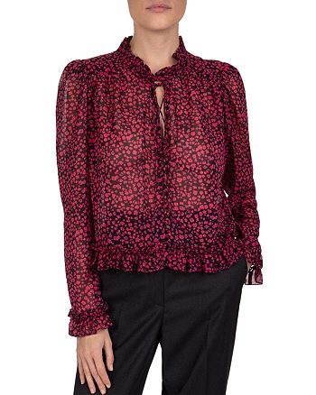 The Kooples Camelia Rose Printed Ruffled Top Bloomingdale S