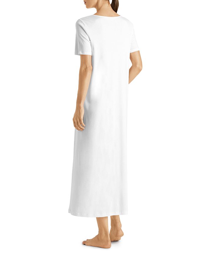 Shop Hanro Moments Short Sleeve Long Gown In White