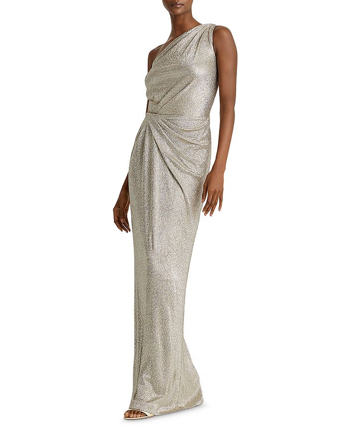 Ralph Lauren Lauren Metallic One-shoulder Gown In Antique Bronze | ModeSens