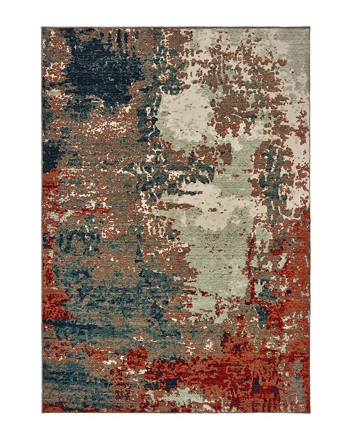 Oriental Weavers Montage 092le Area Rug, 9'10 X 12'10 In Blue/rust
