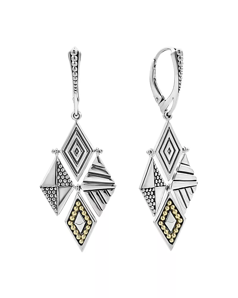 Lagos Sterling Silver & 18K Yellow Gold Signature Caviar Lightweight Four Drop Earrings