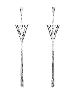 Sterling Silver Signature Caviar Triangle Circle Drop Earrings 