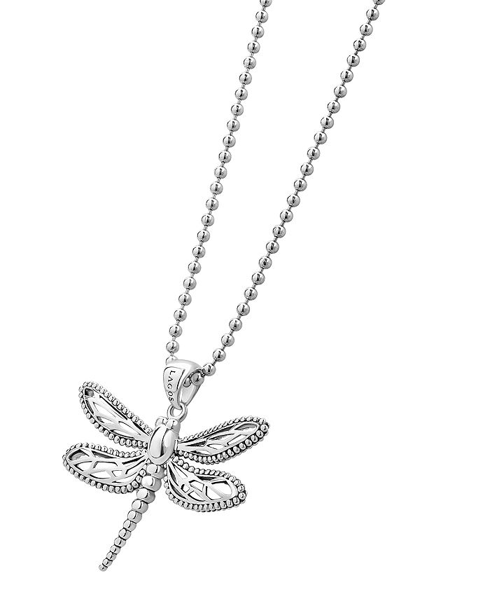 Shop Lagos Sterling Silver Rare Wonders Dragonfly Pendant Necklace, 34