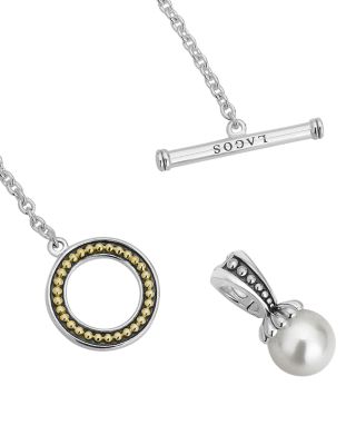 Sterling Silver Luna Cultured Freshwater Pearl Toggle Necklace, 18"