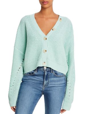 mint green cropped cardigan