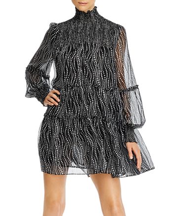 Cinq à Sept Cinq á Sept Smocked Sheer-Sleeve Mini Dress | Bloomingdale's