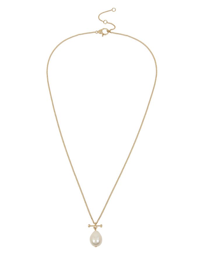 ALLSAINTS BAR & SIMULATED PEARL PENDANT NECKLACE, 20,289890GLD710