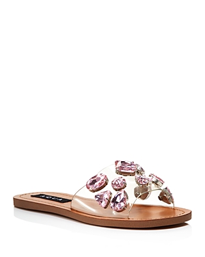 Aqua Women's Twink Crystal Embellished Clear Slide Sandals - 100% Exclusive In Clear/pink