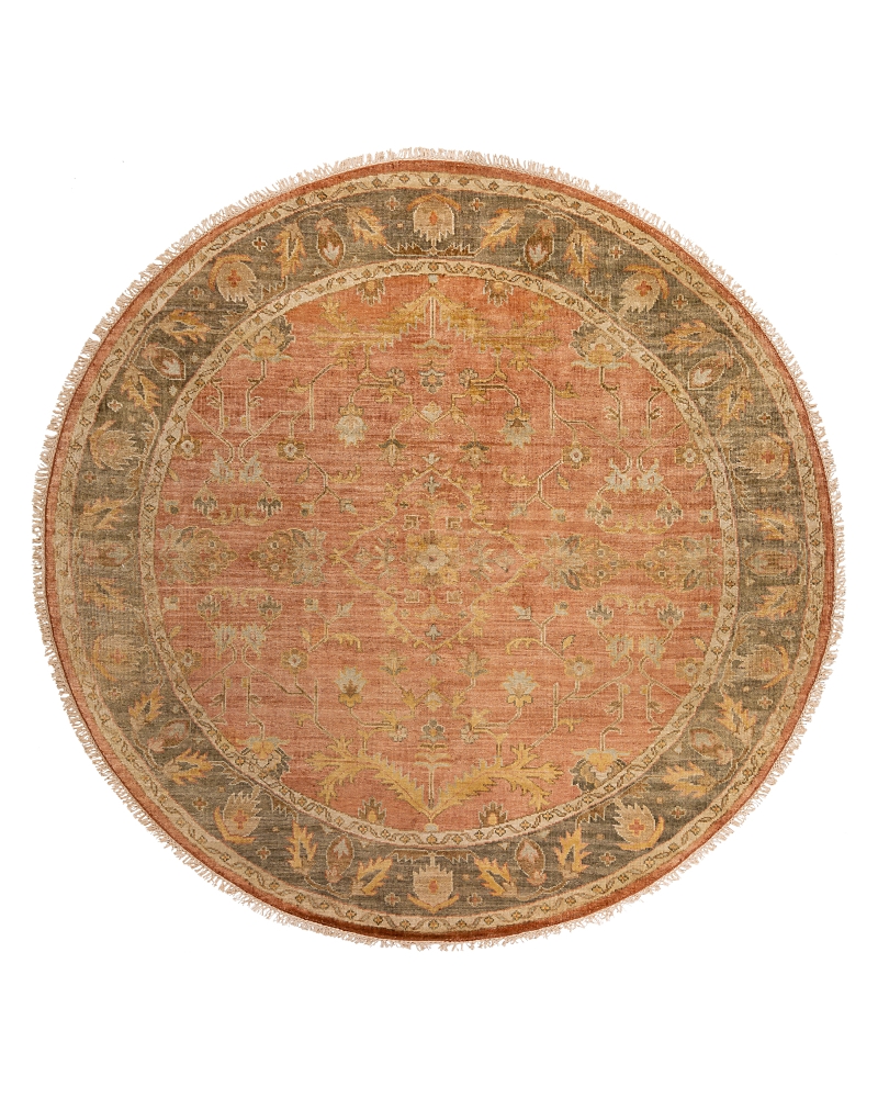 Surya Hillcrest Hil-9009 Round Area Rug, 8' Round In Tan/brown/red/sage
