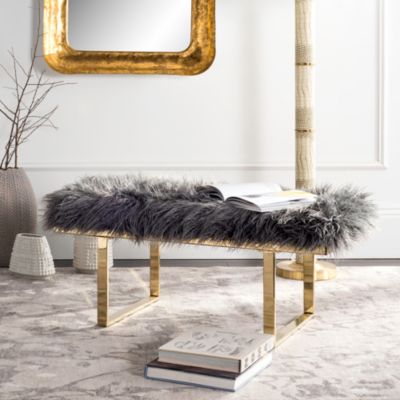 Maia Faux Sheepskin Bench