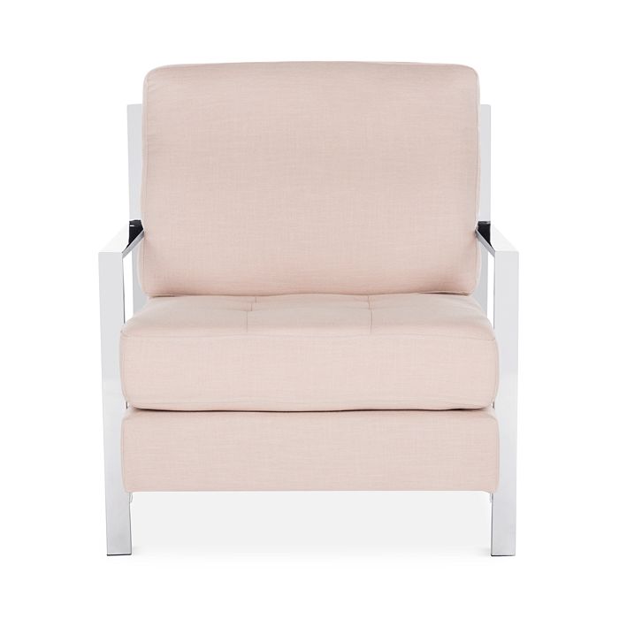Safavieh Walden Modern Tufted Linen Chrome Accent Chair In Beige